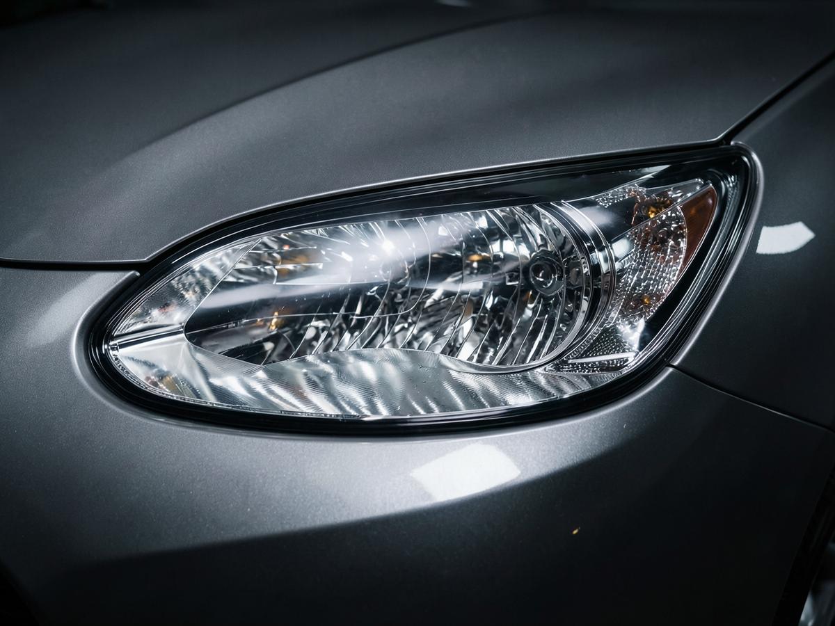 Faro auto trasparente dopo ripristino, lucidatura e protezione