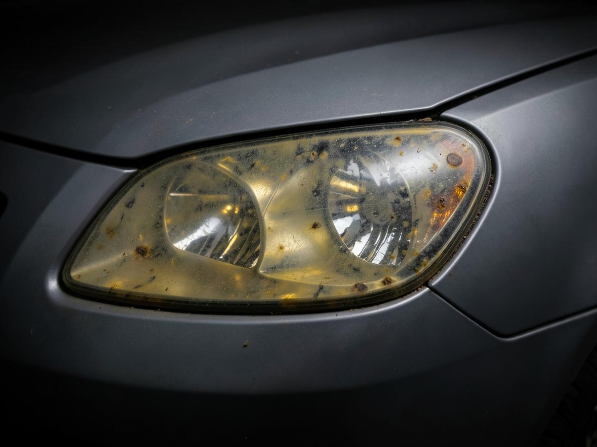 Faro auto opaco e ingiallito prima del ripristino